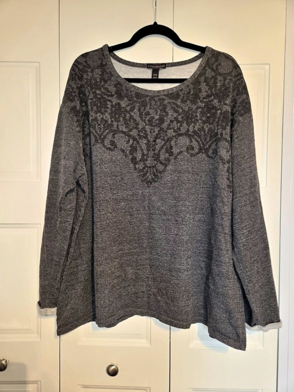 Lane Bryant Abstract Long Sleeve Tunic Gray Size 22/24 Like New
